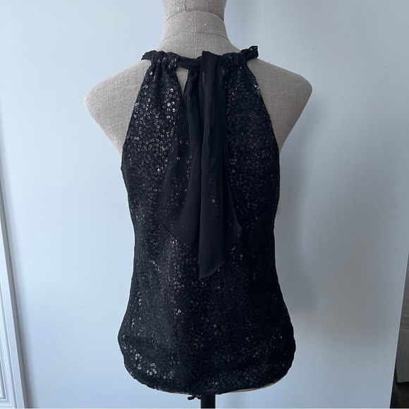 Tahari New with Tags Black Sheer Sequence Kimmy Blouse Size XS - Picture 7 of 12